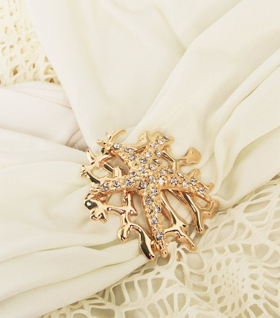 White Crocheted Embellished Maxi Dress