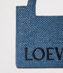 LOEWE Blue x Paula's Ibiza Medium Raffia Font Tote Bag