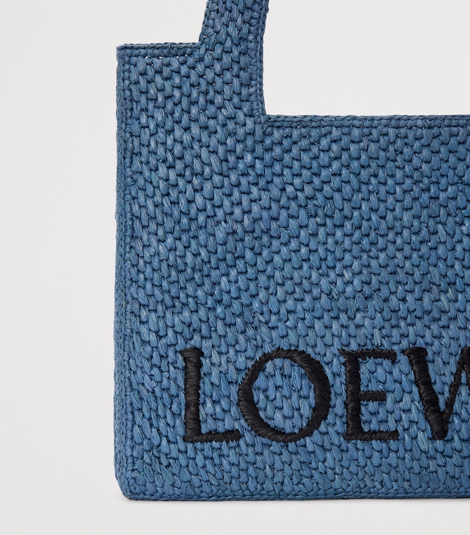 LOEWE Blue x Paula's Ibiza Medium Raffia Font Tote Bag