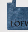 LOEWE Blue x Paula's Ibiza Medium Raffia Font Tote Bag