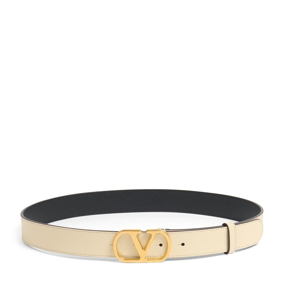 Valentino Garavani Ivory Leather VLogo Signature Belt