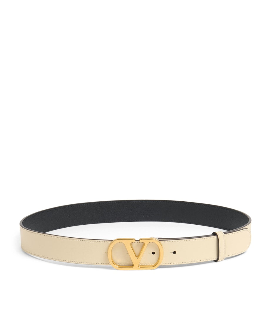 Valentino Garavani Ivory Leather VLogo Signature Belt
