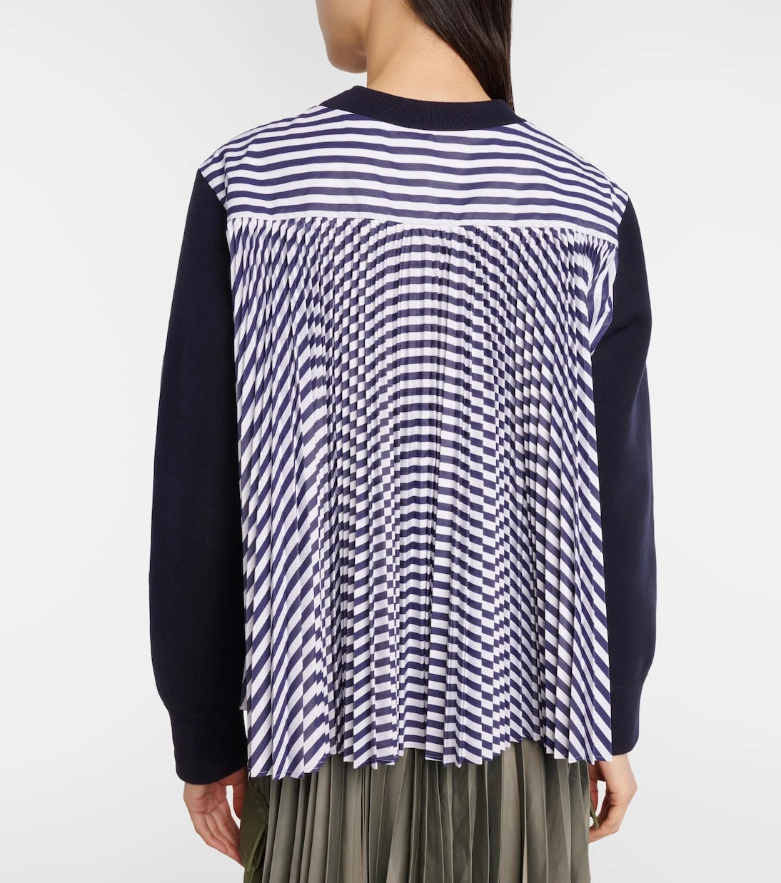 Sacai - Striped cotton-blend sweatshirt