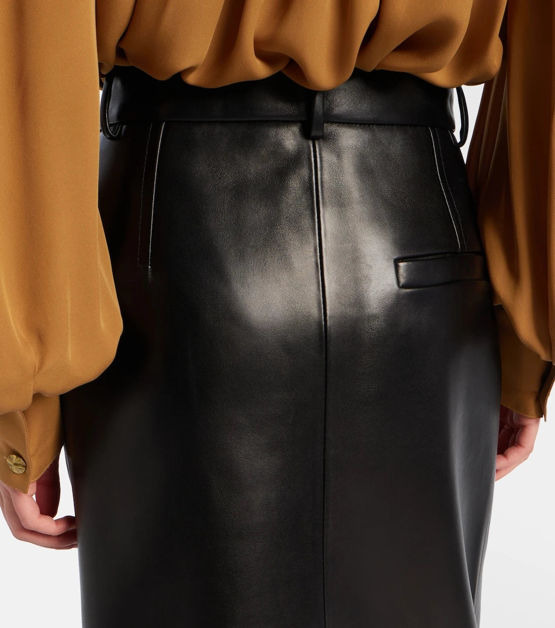 Khaite - Anden leather midi skirt