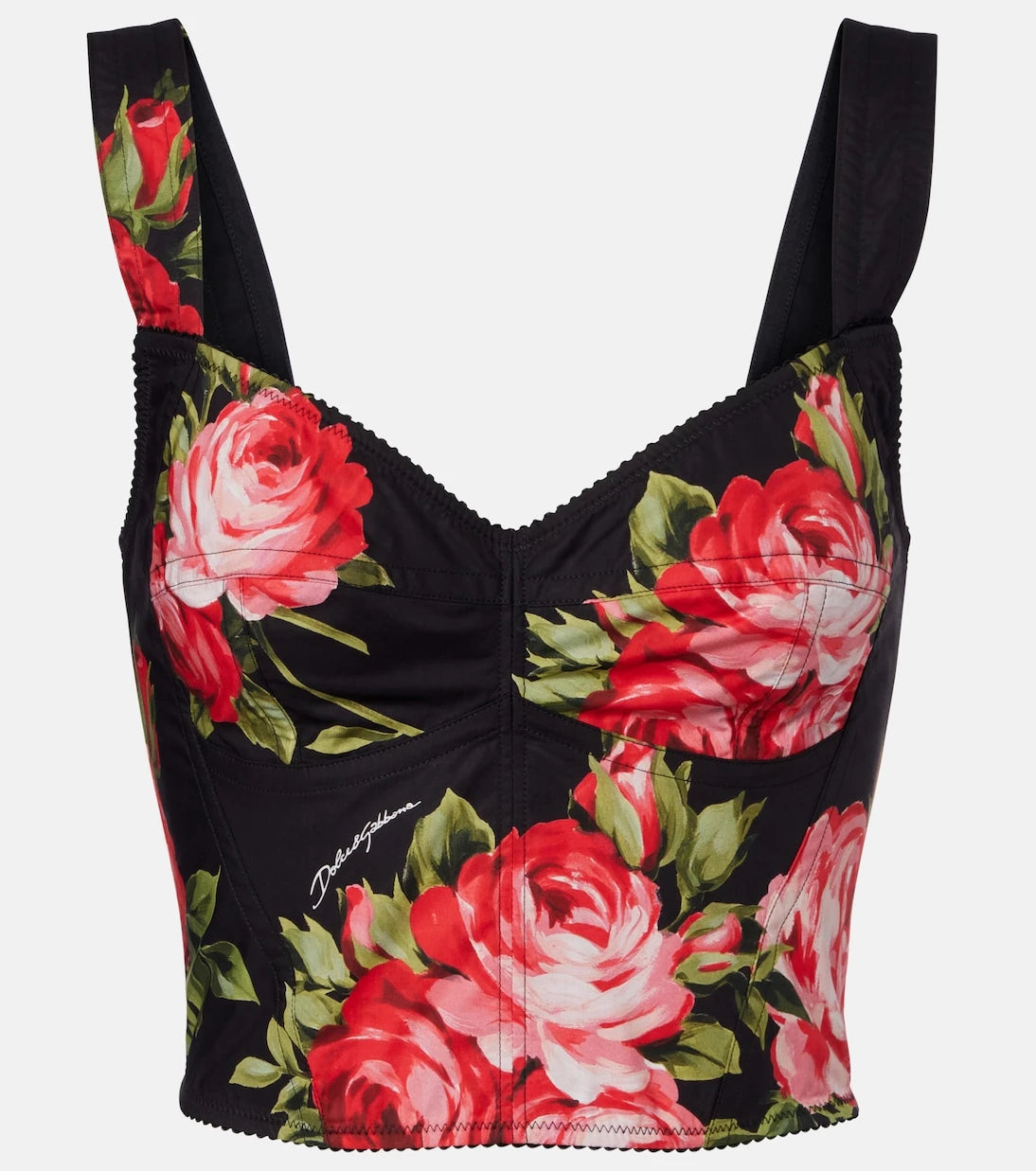 Dolce&Gabbana - توب كورسيه من مزيج القطن بنقشة زهور