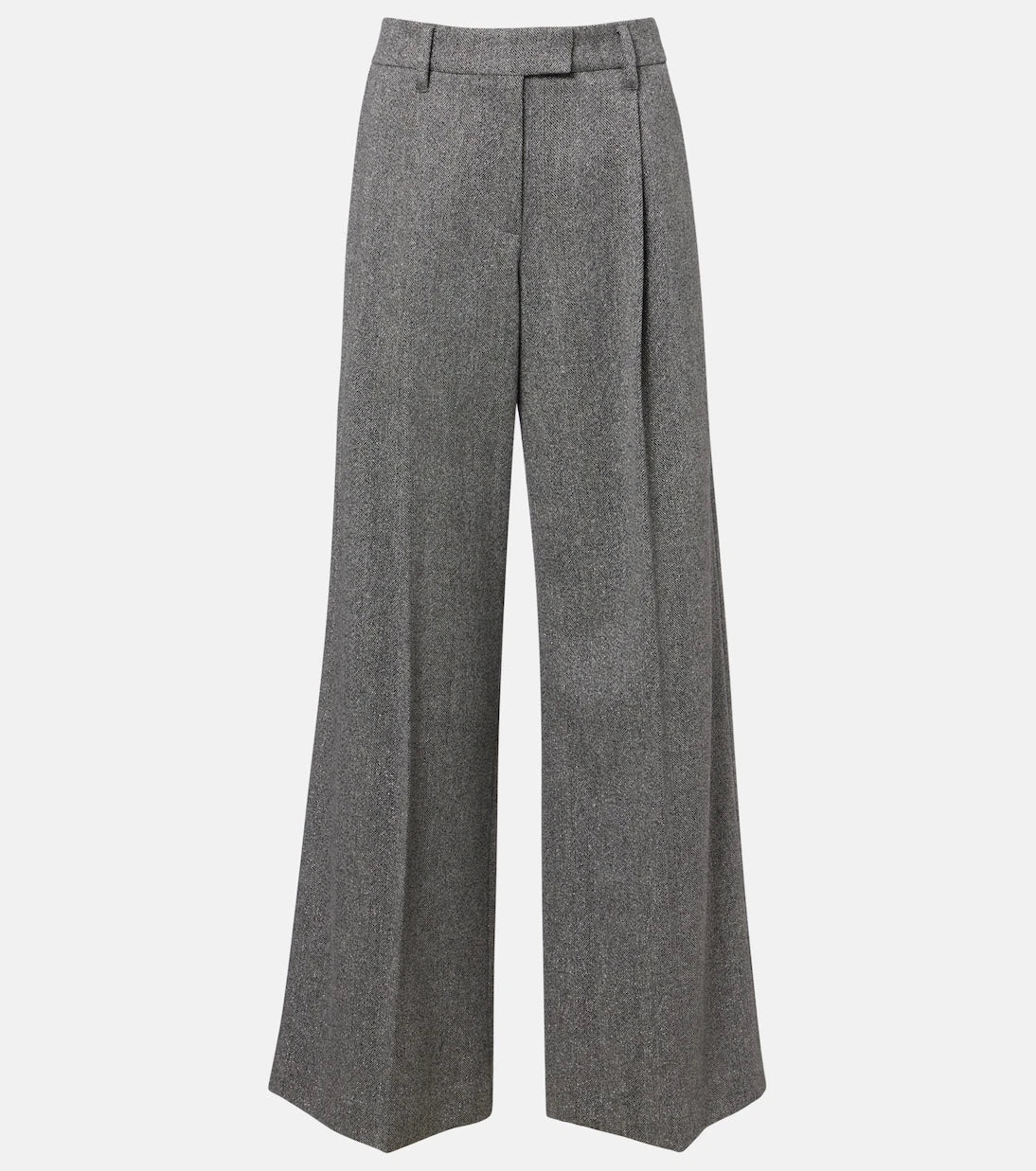 Brunello Cucinelli - Monili herringbone wool-blend wide-leg pants