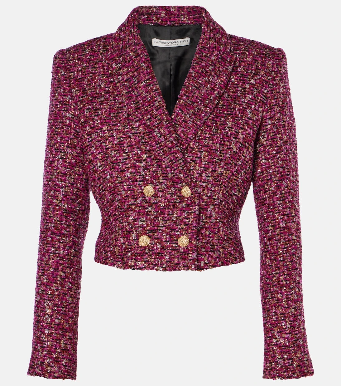 Alessandra Rich - Sequined cropped tweed blazer
