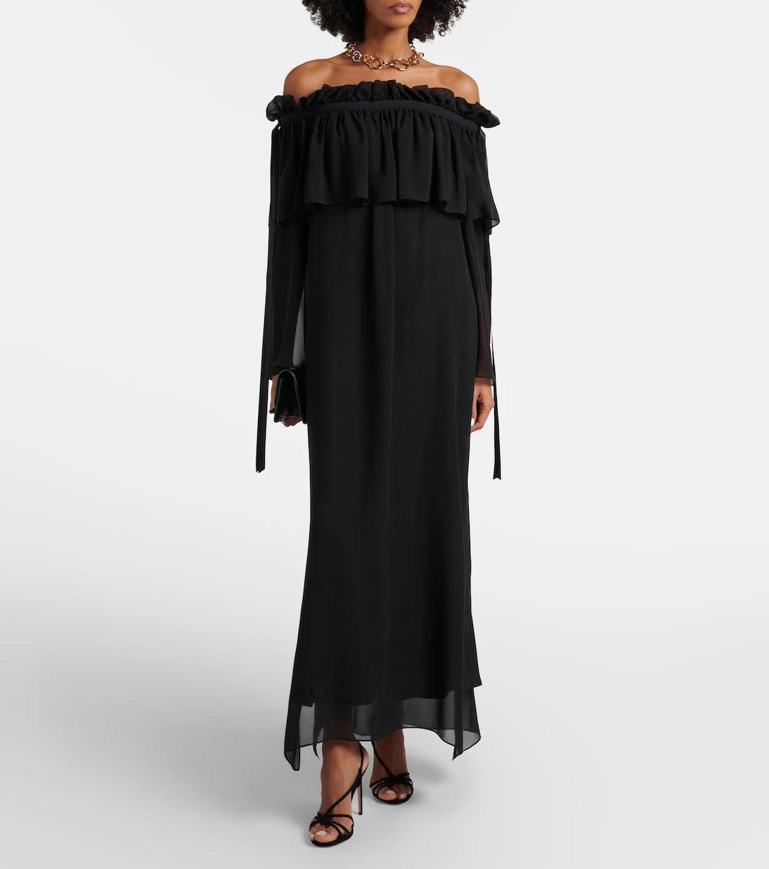 Nina Ricci - Gathered sheer silk maxi dress