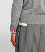 Grey Wool 4-Bar Stripe Cardigan