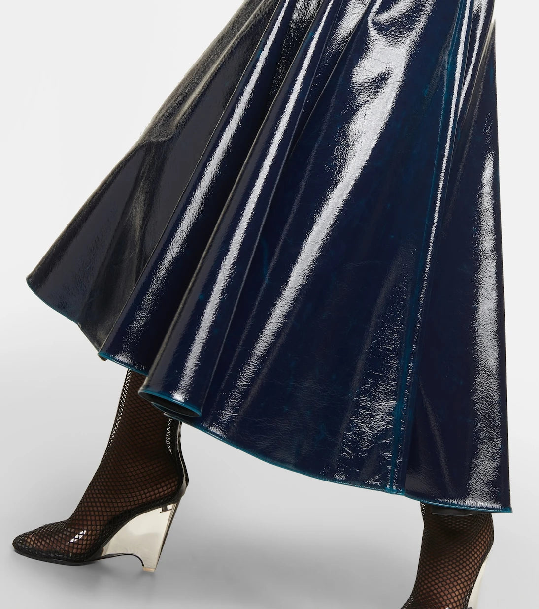 Alaïa - Coated wool-blend midi skirt