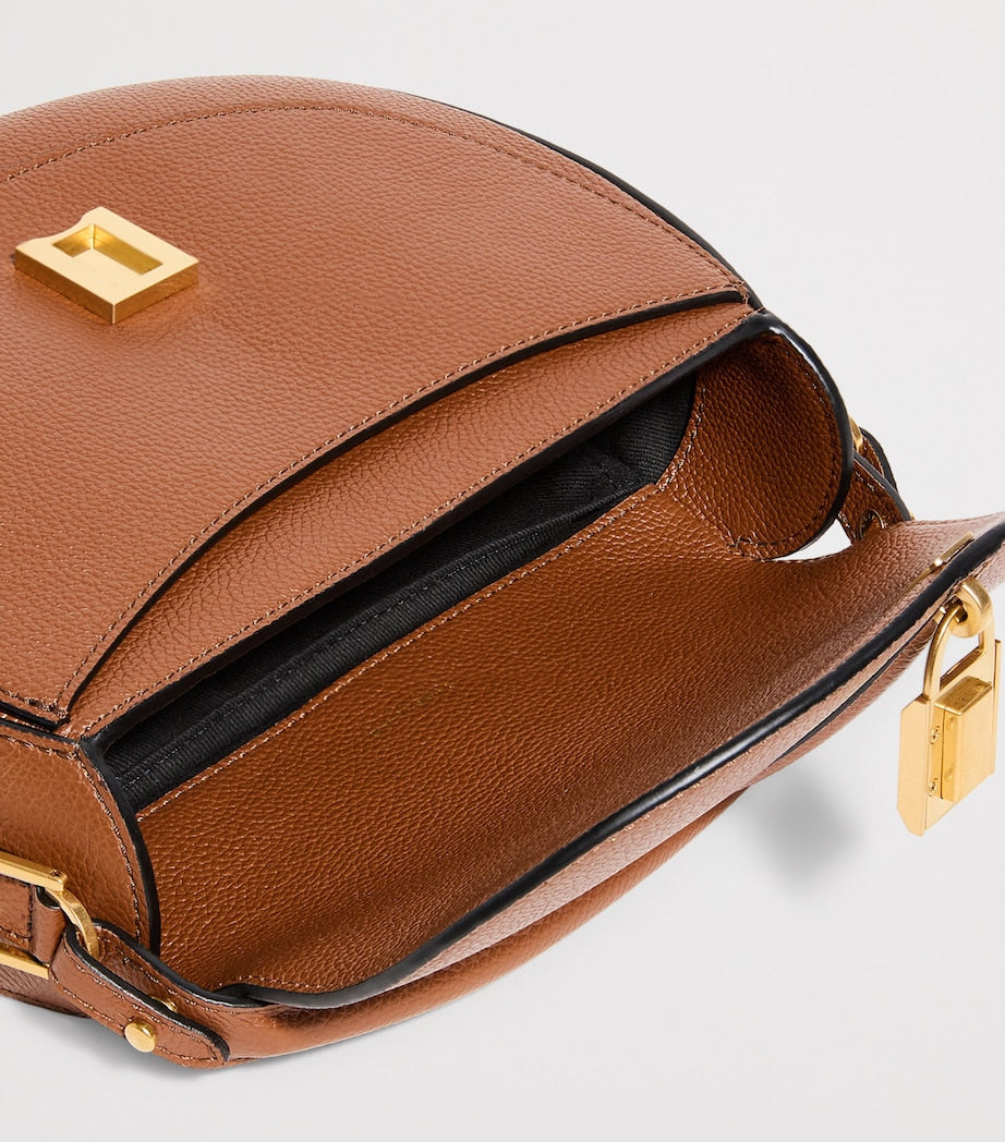 Demellier Brown Small Leather Siena Saddle Bag