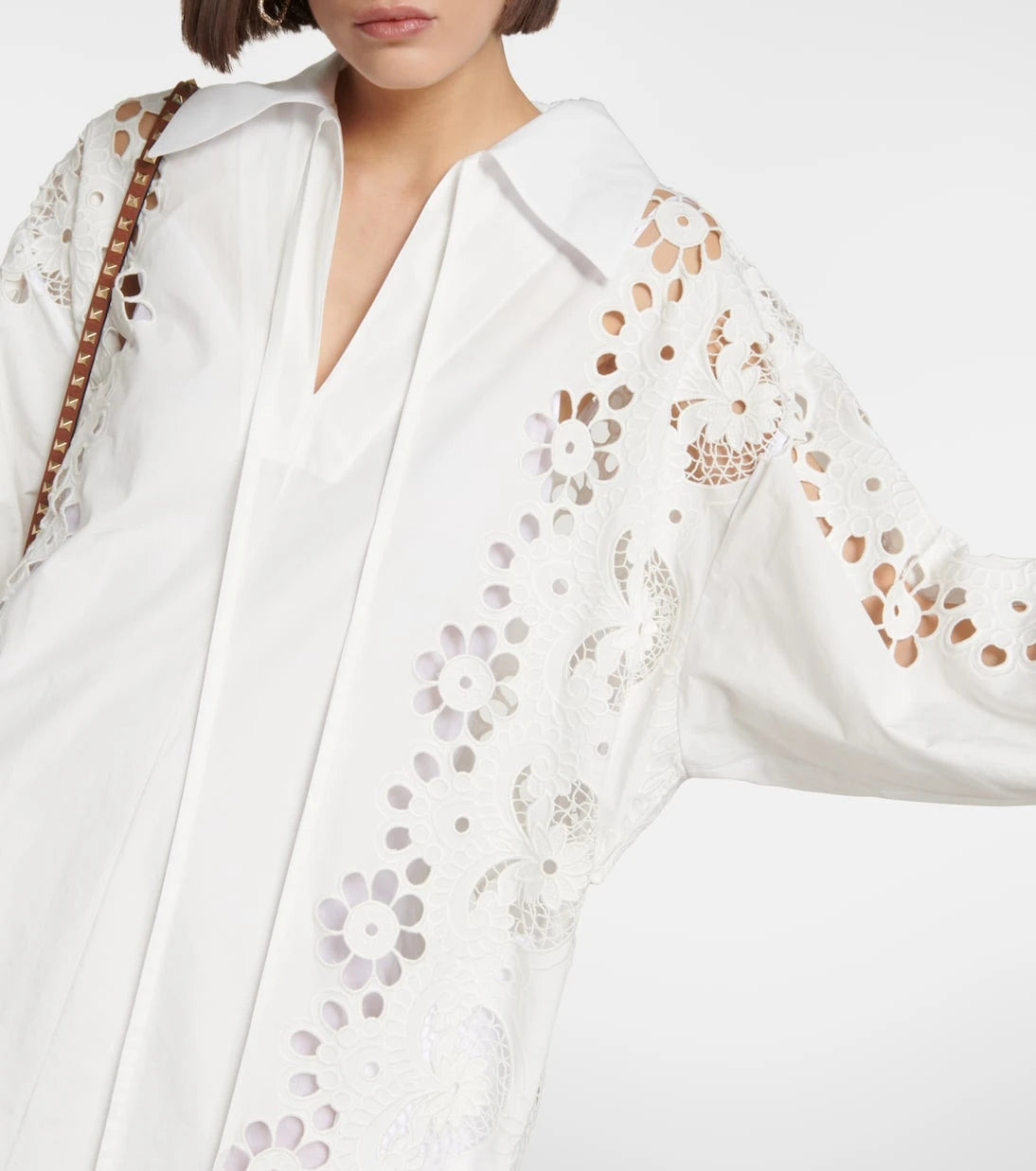 Valentino - Embroidered cotton midi dress