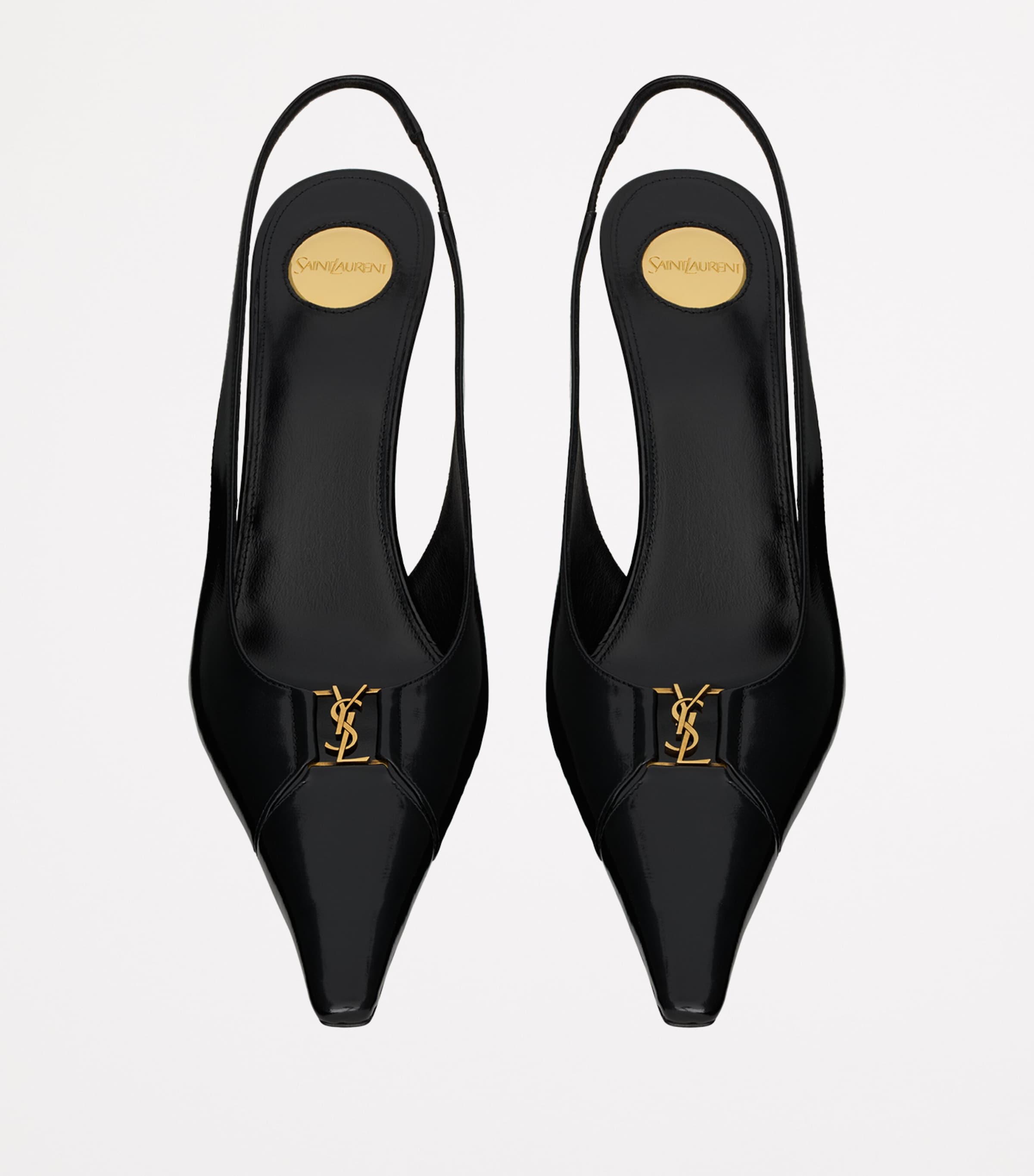 Saint Laurent Black Patent Leather Babylone Slingback Pumps 90