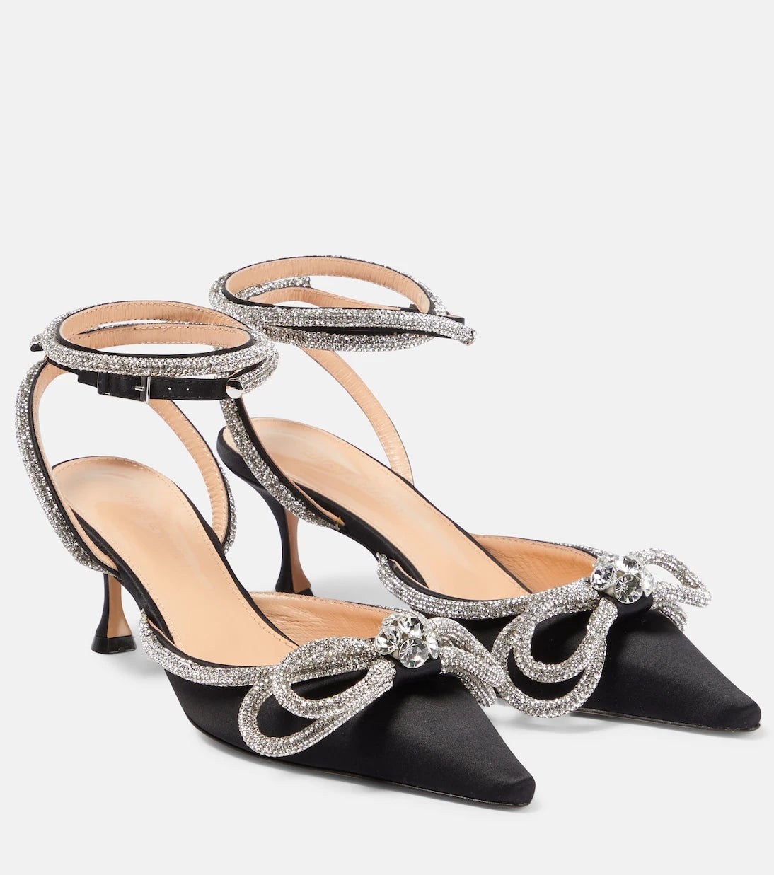 Mach & Mach - Double Bow 65 embellished satin pumps