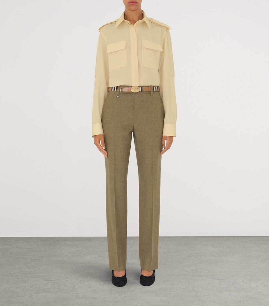 Burberry Gold Leather EKD Stamp Reversible Belt