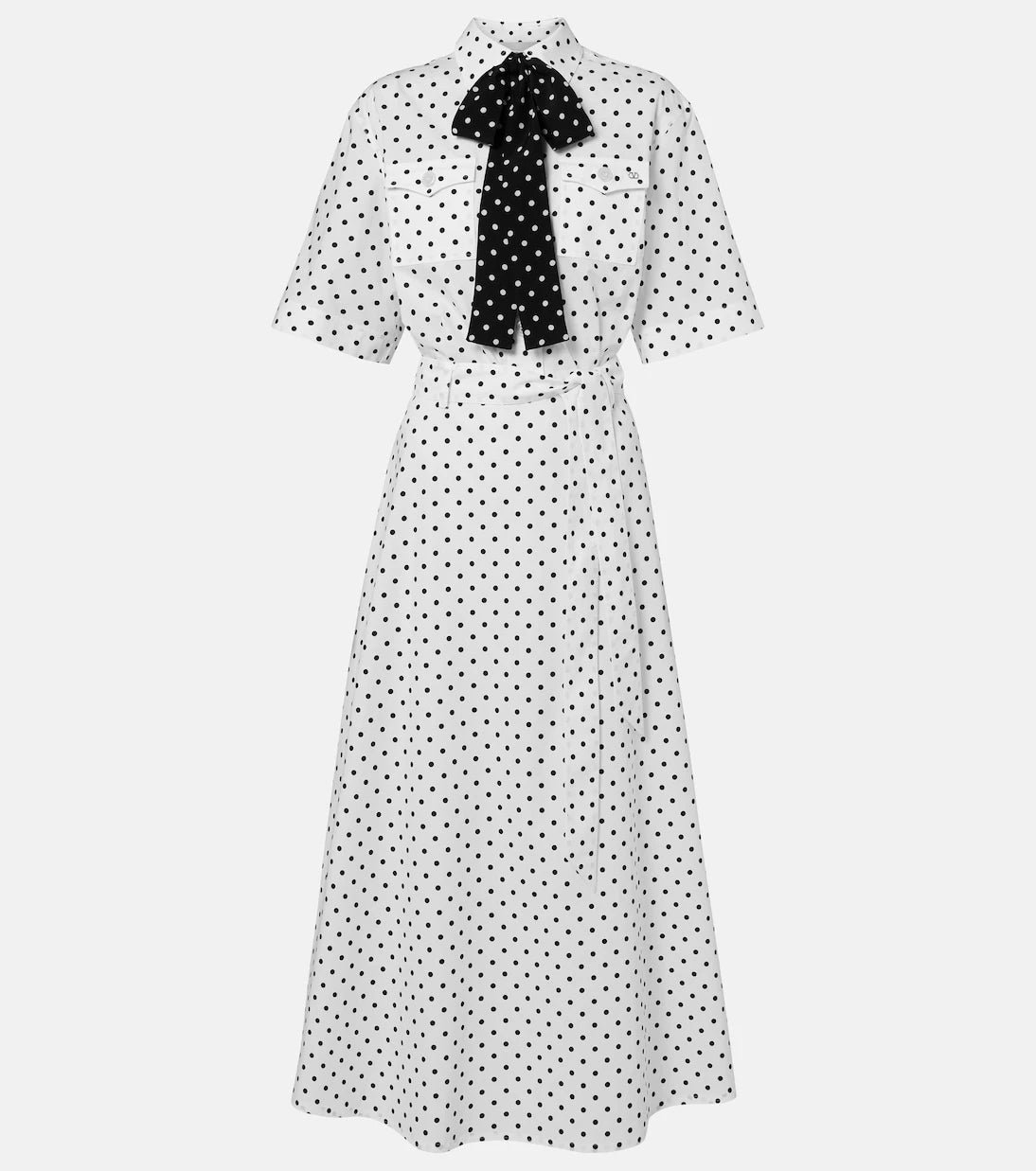 Valentino - Polka-dot cotton poplin midi dress