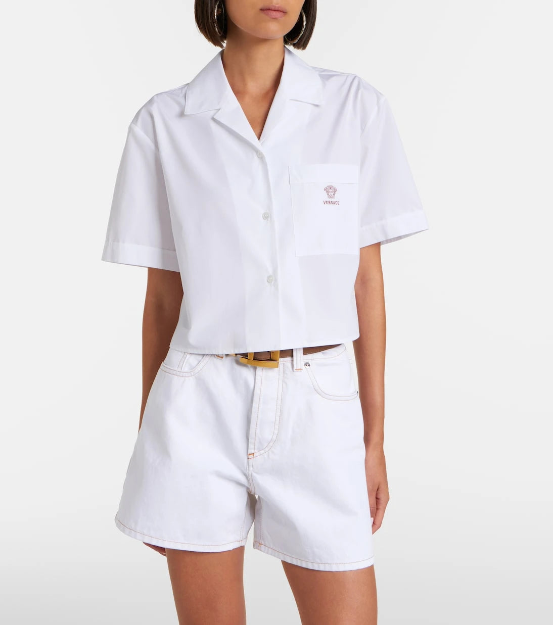 Versace - Cropped cotton poplin shirt