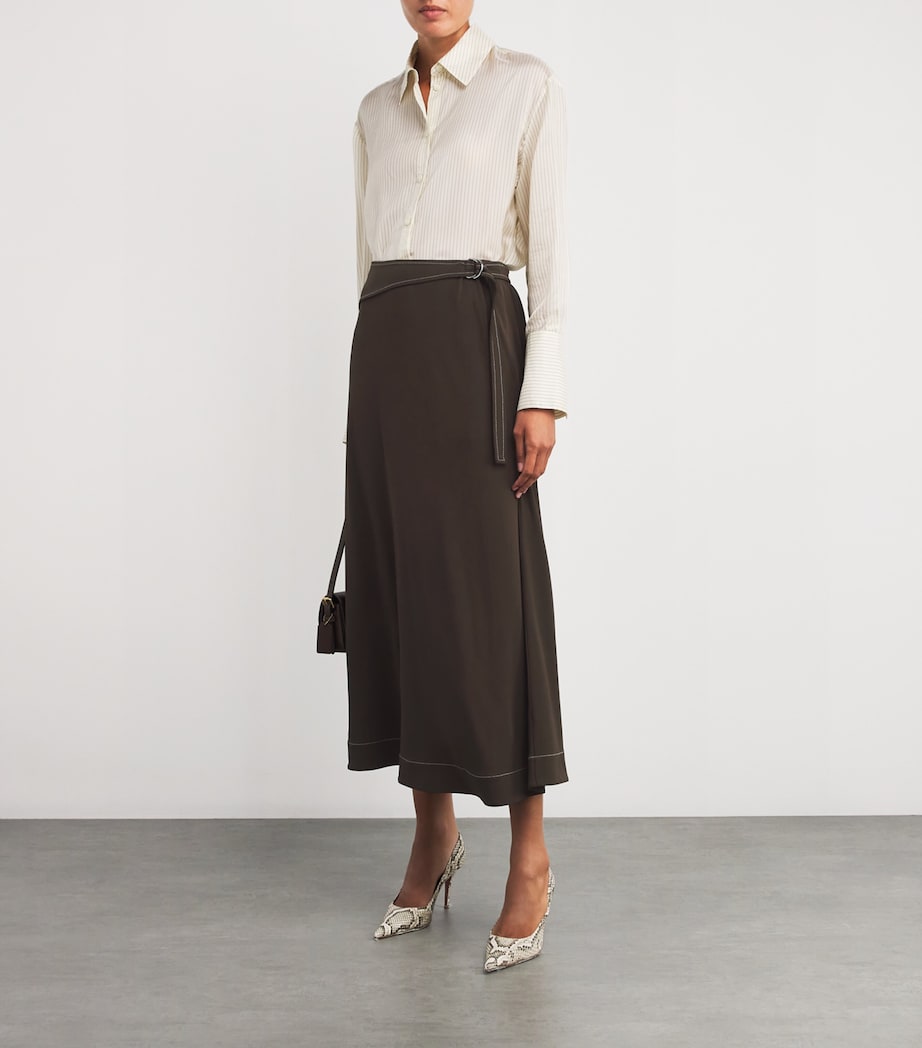 Tory Burch Brown Jersey Belted Maxi Skirt