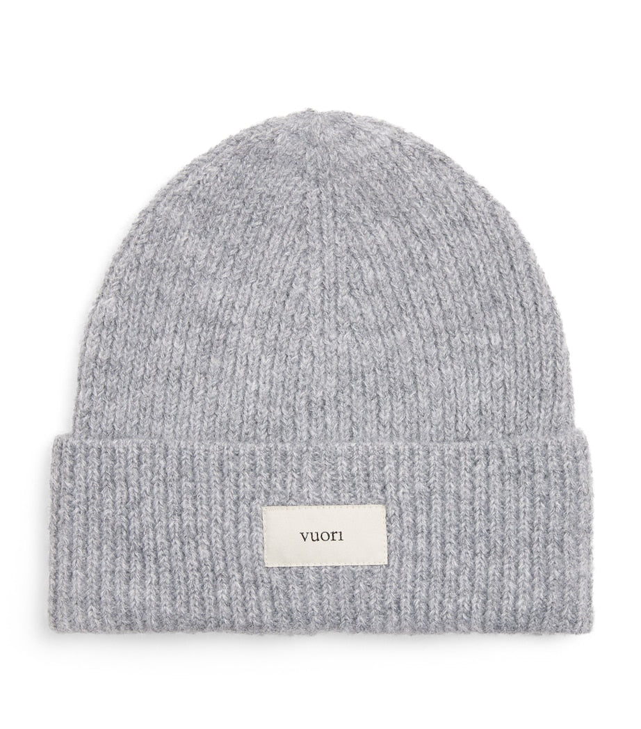 Rib-Knit Label Beanie