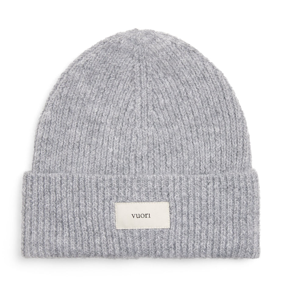 Rib-Knit Label Beanie