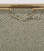 Jimmy Choo Neutral Ellipse Glitter Clutch Bag