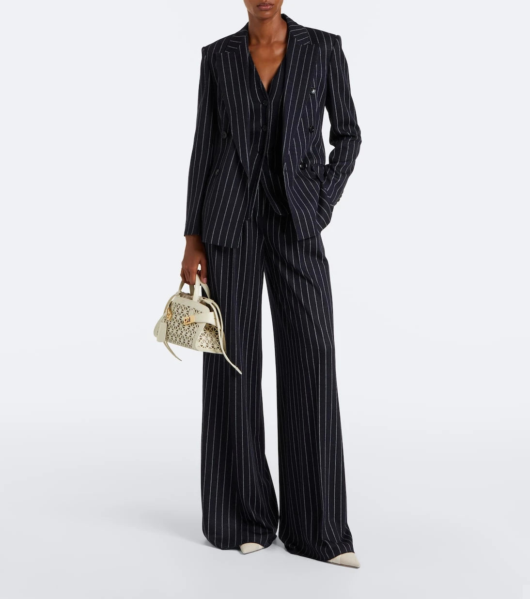 Max Mara - Pinstripe pleated wide-leg pants