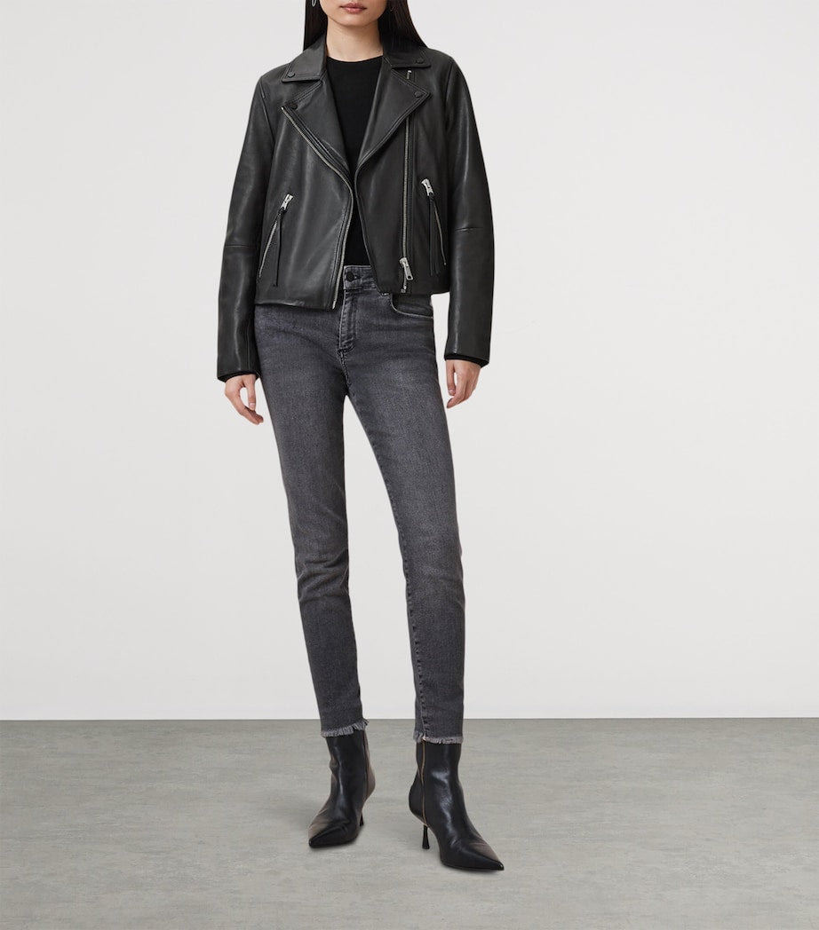 AllSaints Black Leather Dalby Biker Jacket