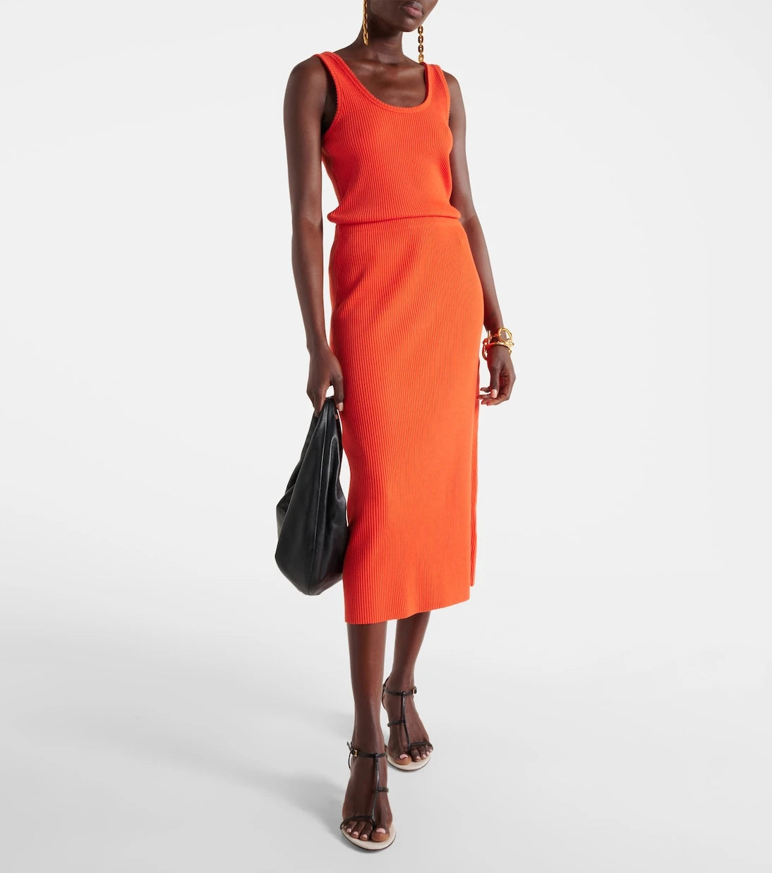 Vince - Ribbed-knit cotton-blend midi skirt