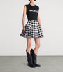 Black Tweed Pleated Mini Skirt