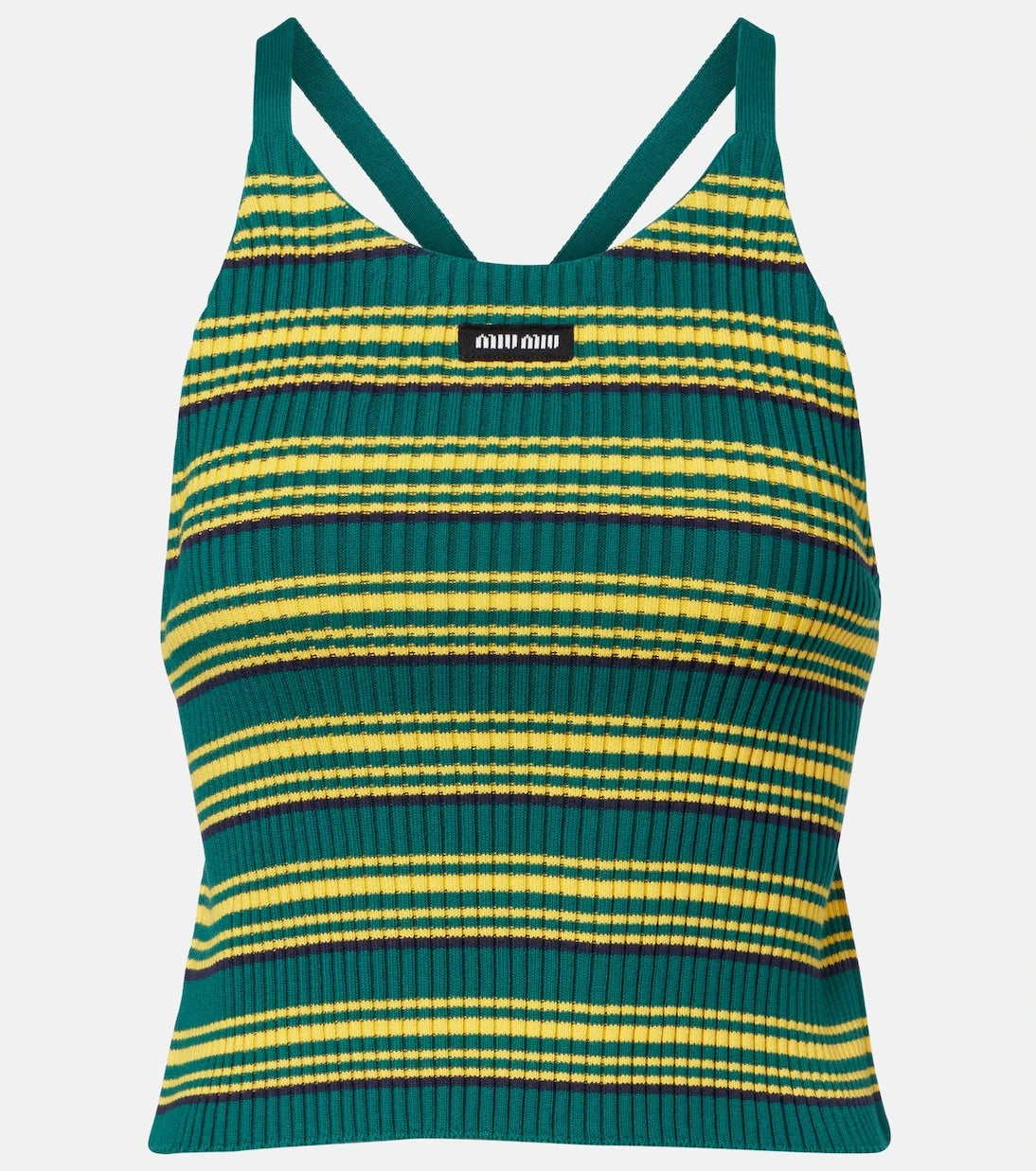 Miu Miu - Ribbed-knit striped cotton-blend top