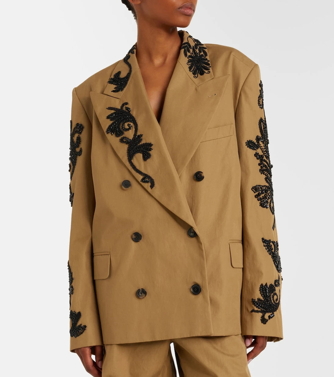 Dries Van Noten - Embellished cotton double-breasted blazer