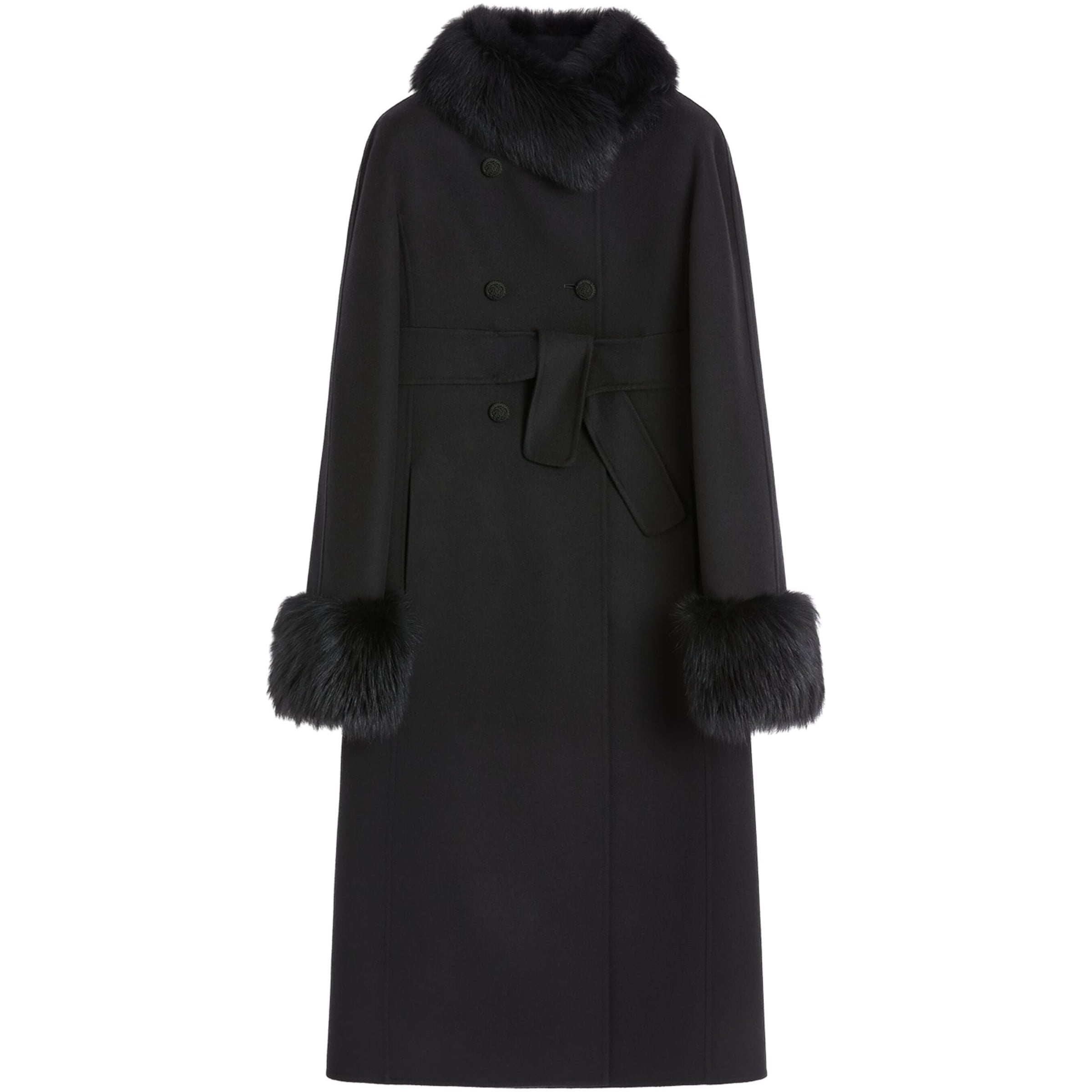 Valentino Black Virgin Wool-Cashmere Belted Coat