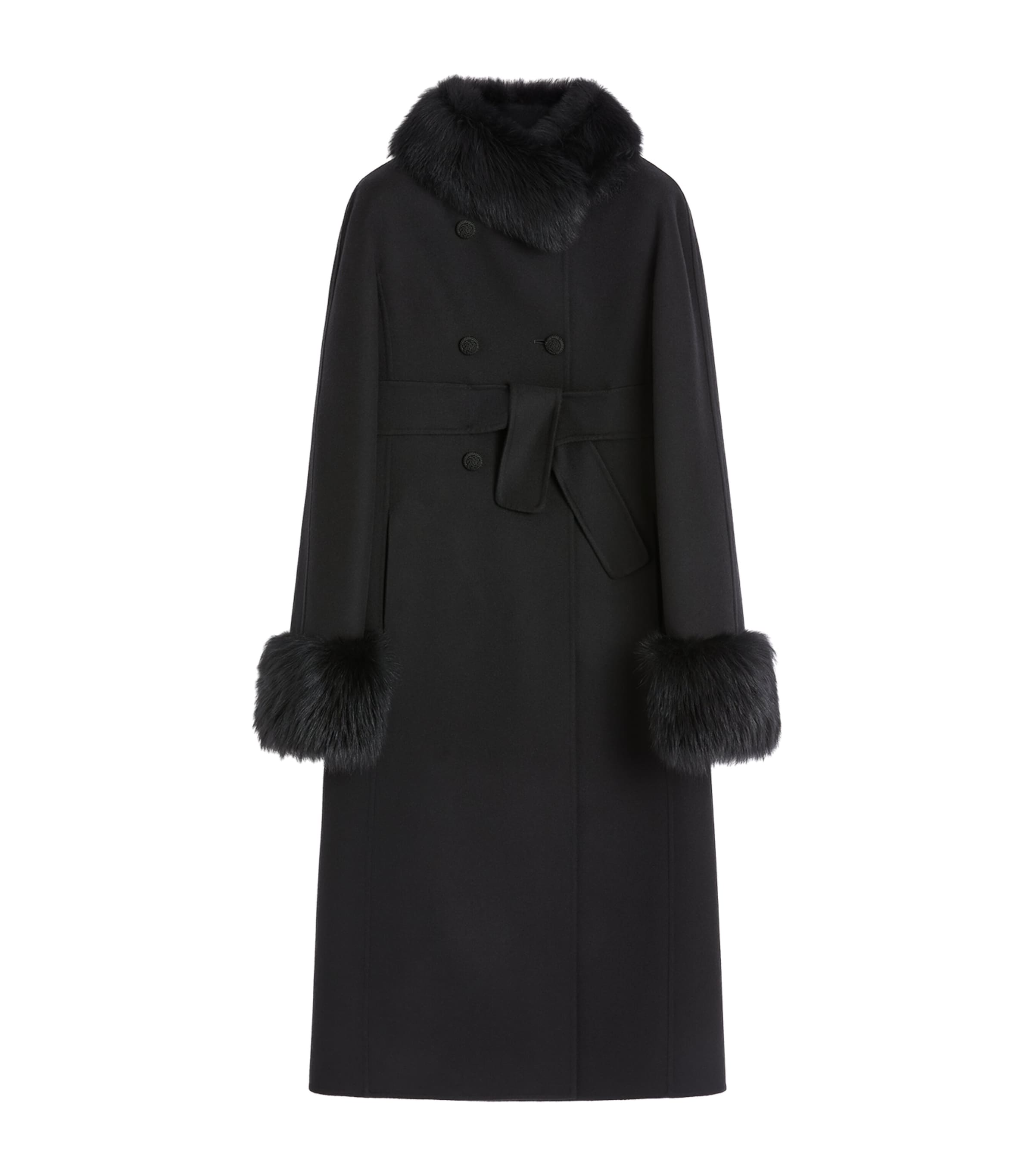 Valentino Black Virgin Wool-Cashmere Belted Coat