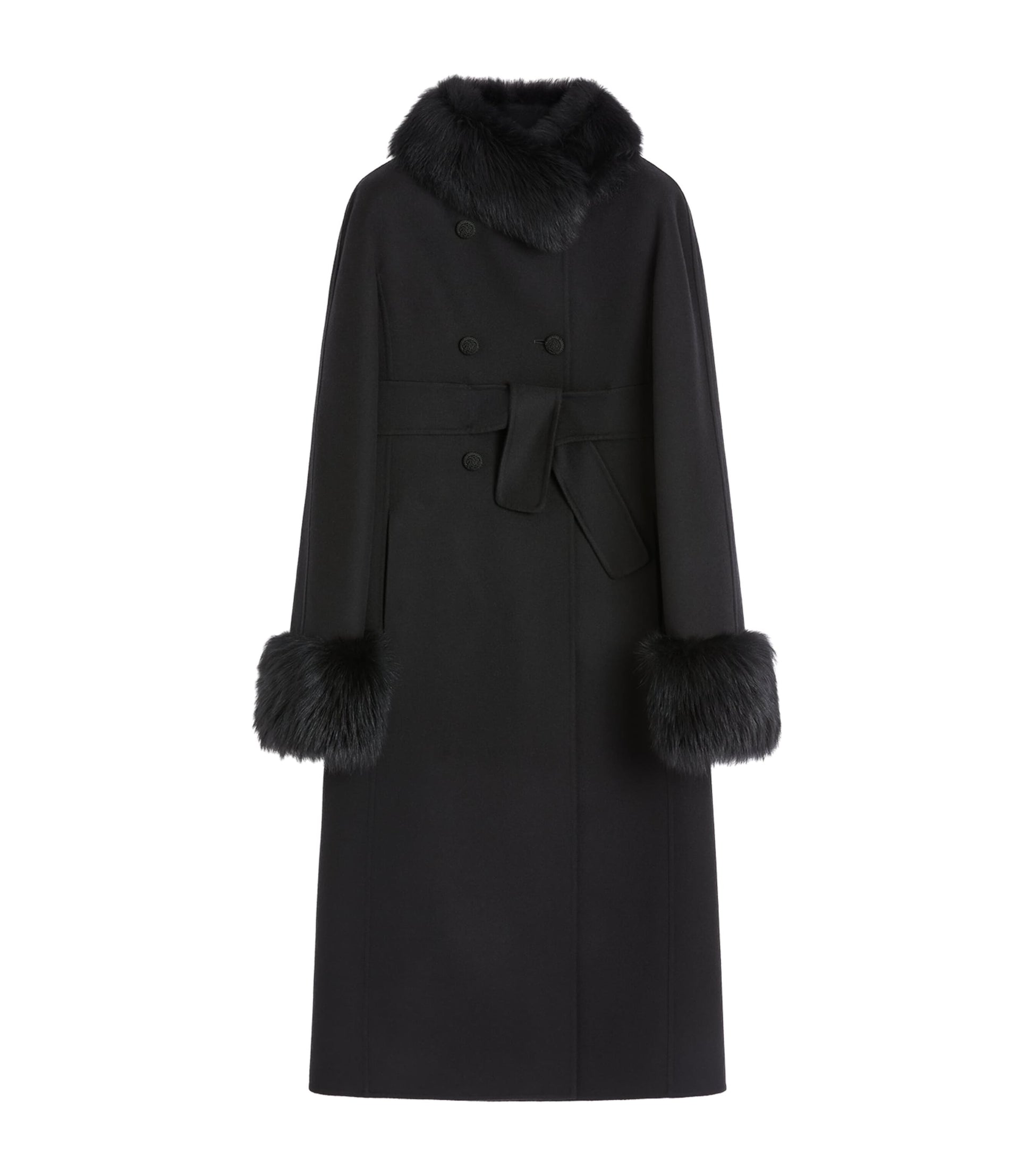 Valentino Black Virgin Wool-Cashmere Belted Coat