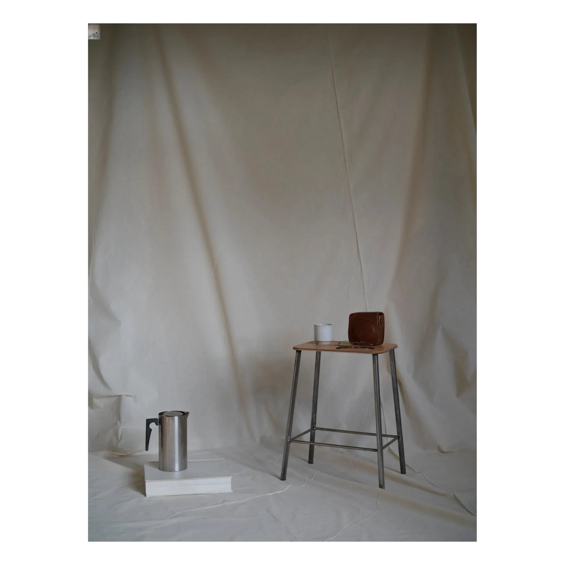 Frama - Adam Stool, Leather Seat | Silver