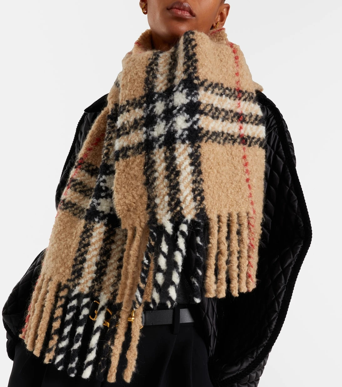 Burberry - Burberry Check alpaca and wool-blend scarf
