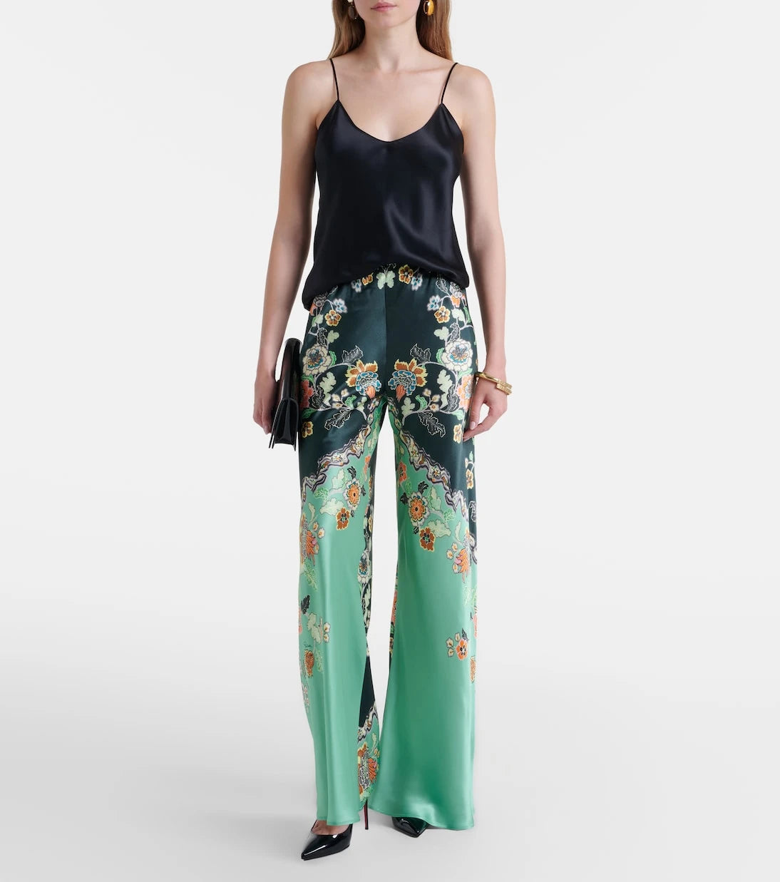 Roberto Cavalli - Floral silk satin flared pants