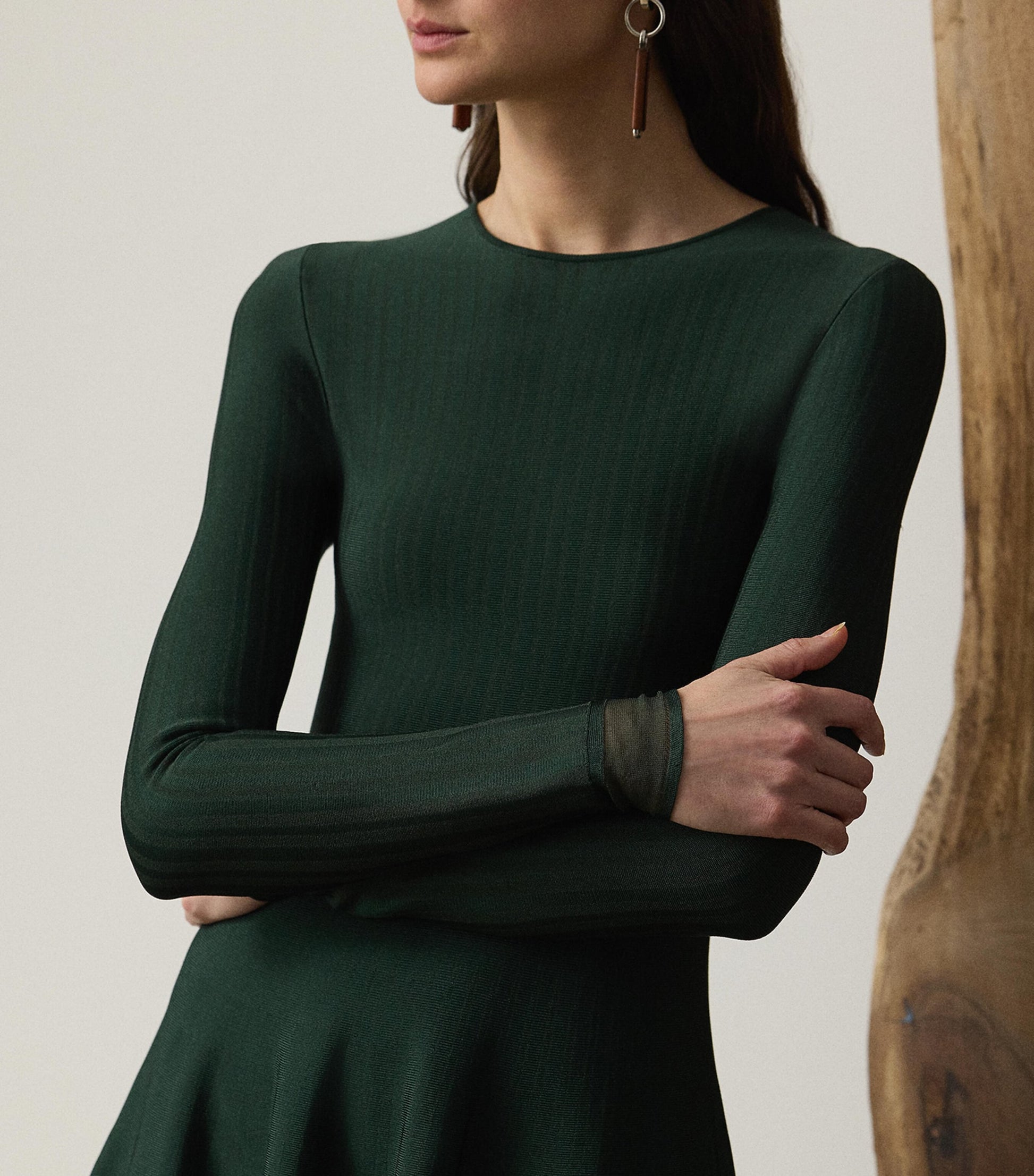 Ralph Lauren Collection Green Sheer Edge Midi Dress