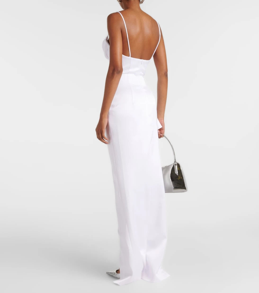 Rasario - Floral-appliqué satin gown
