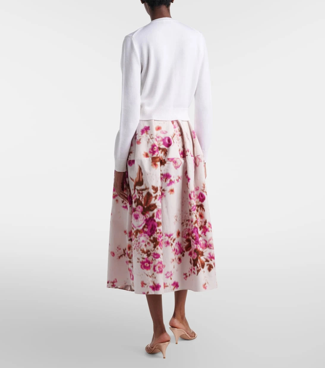Erdem - Floral cotton poplin midi skirt