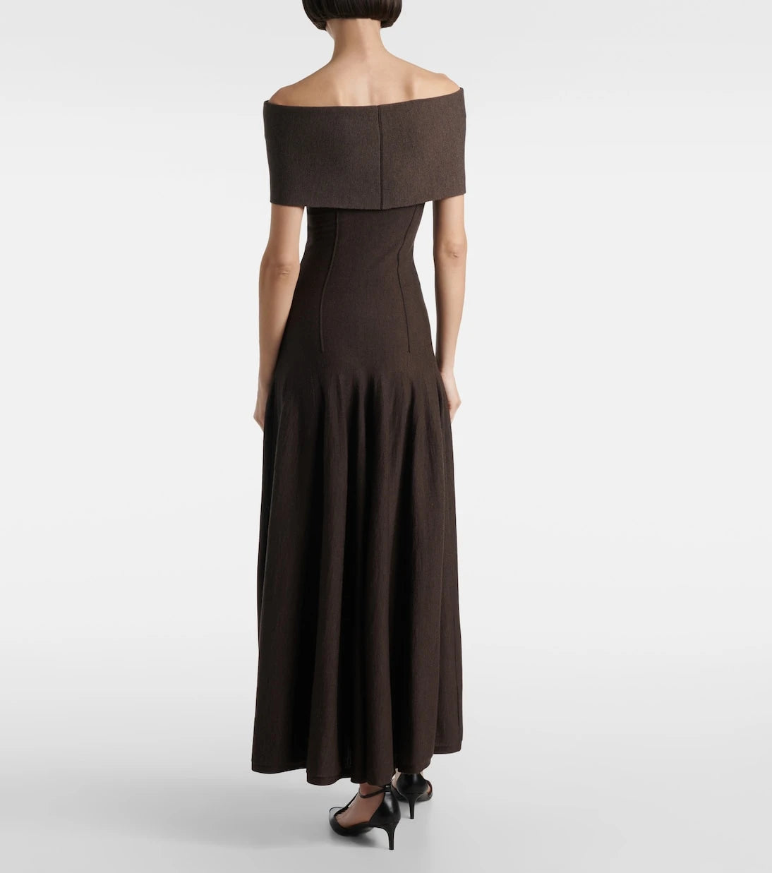 Khaite - Ava off-shoulder wool-blend maxi dress