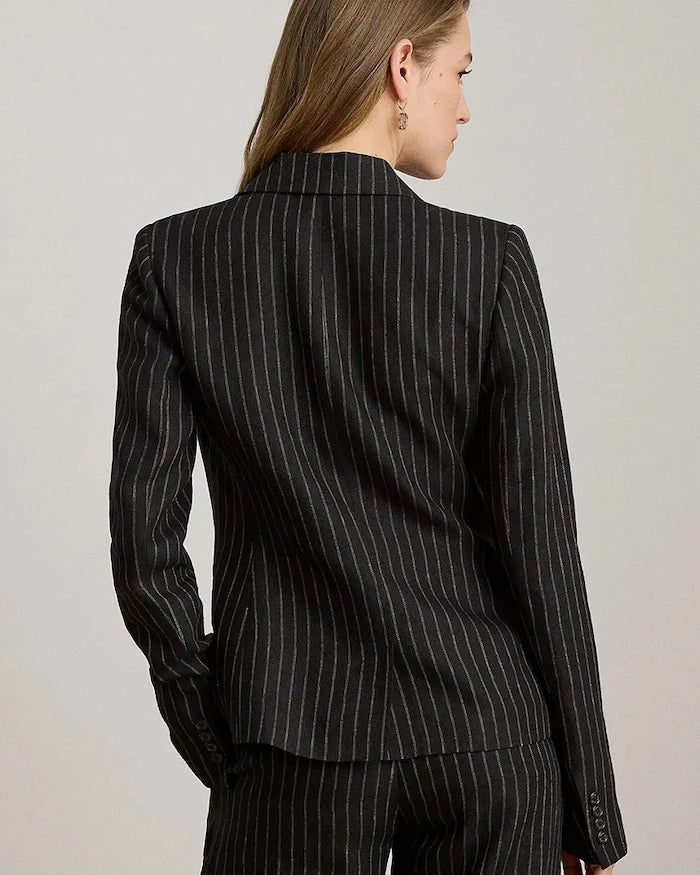 Lauren Ralph Lauren tek düğmeli kadın keten ceket