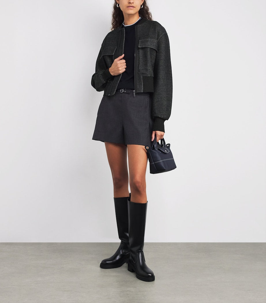 MAX&Co. Grey Cotton-Blend Bomber Jacket