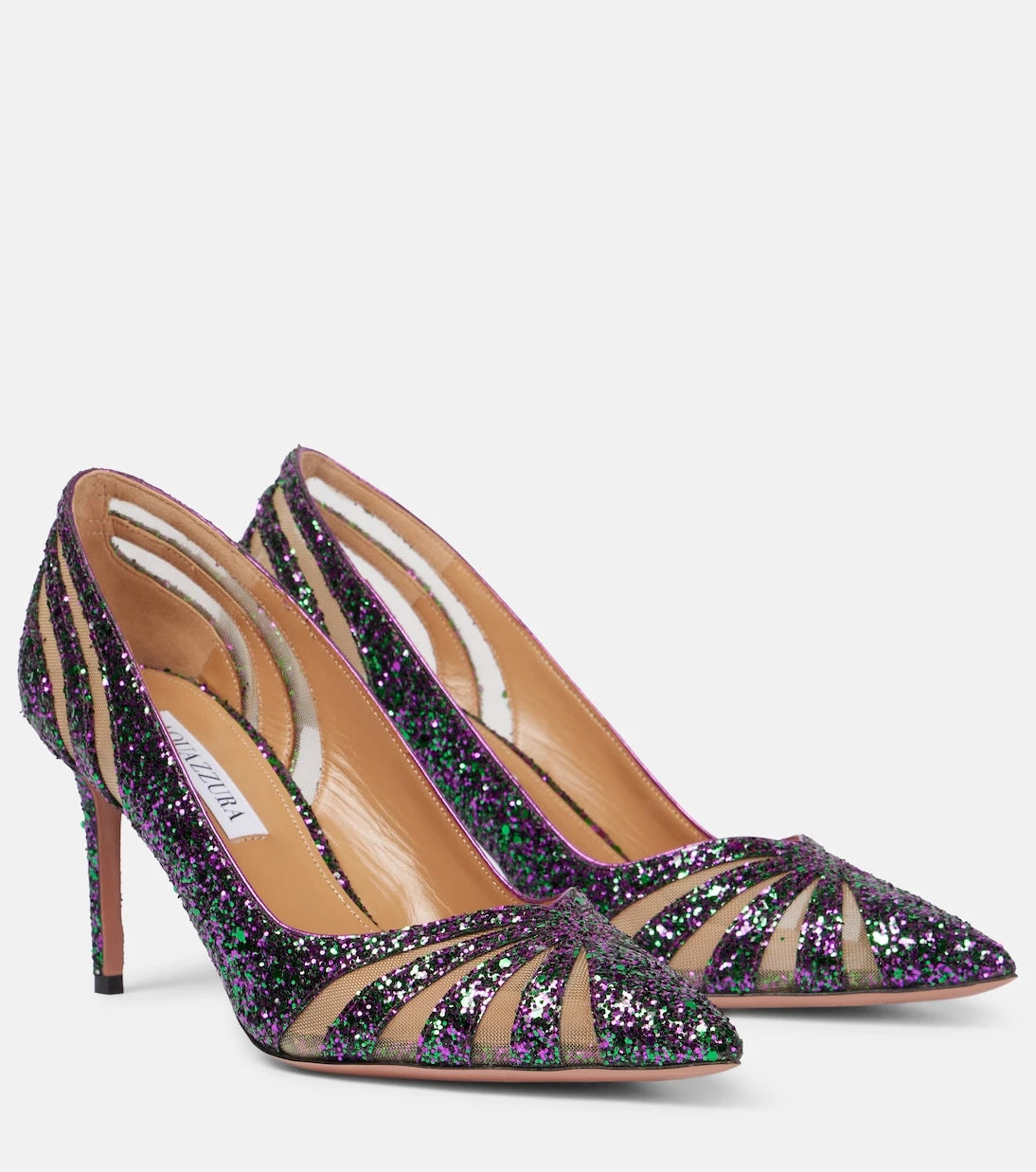 Aquazzura - Spy75 glitter mesh pumps