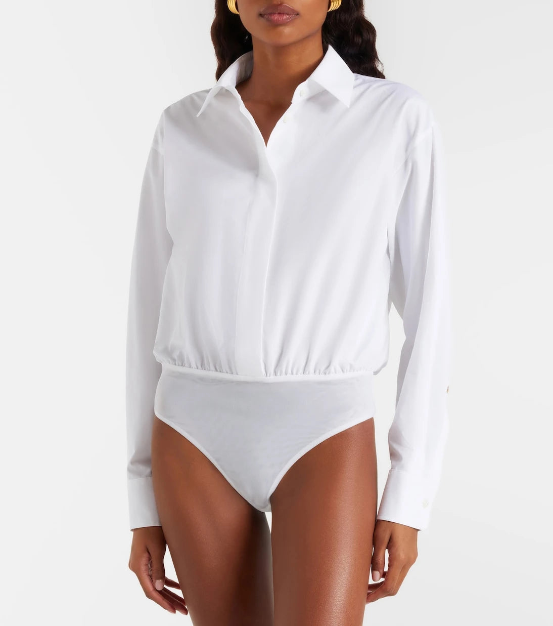 Max Mara - Aere cotton poplin and tulle bodysuit