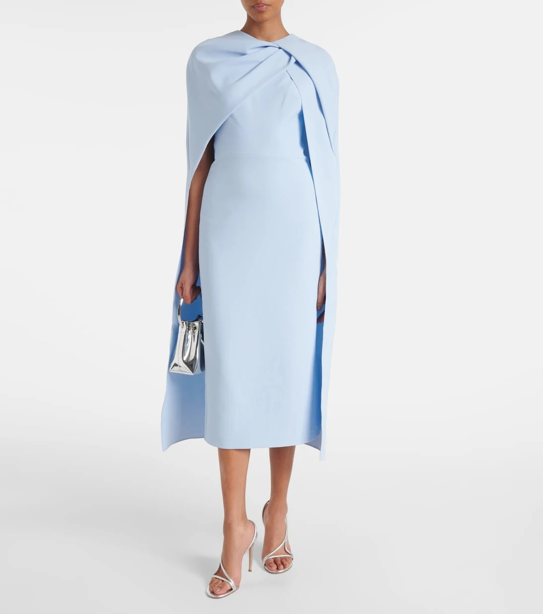 Safiyaa - Oria caped crêpe cocktail dress
