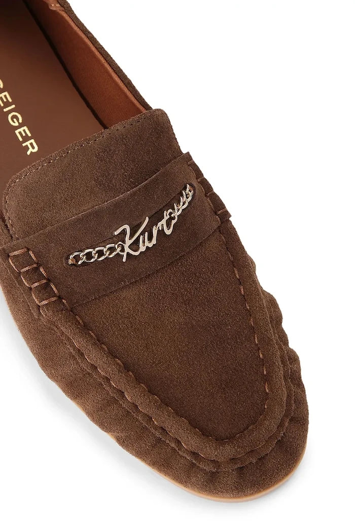 Kurt Geiger London Kadın Süet Loafer Kurt Charm Loafer Brown