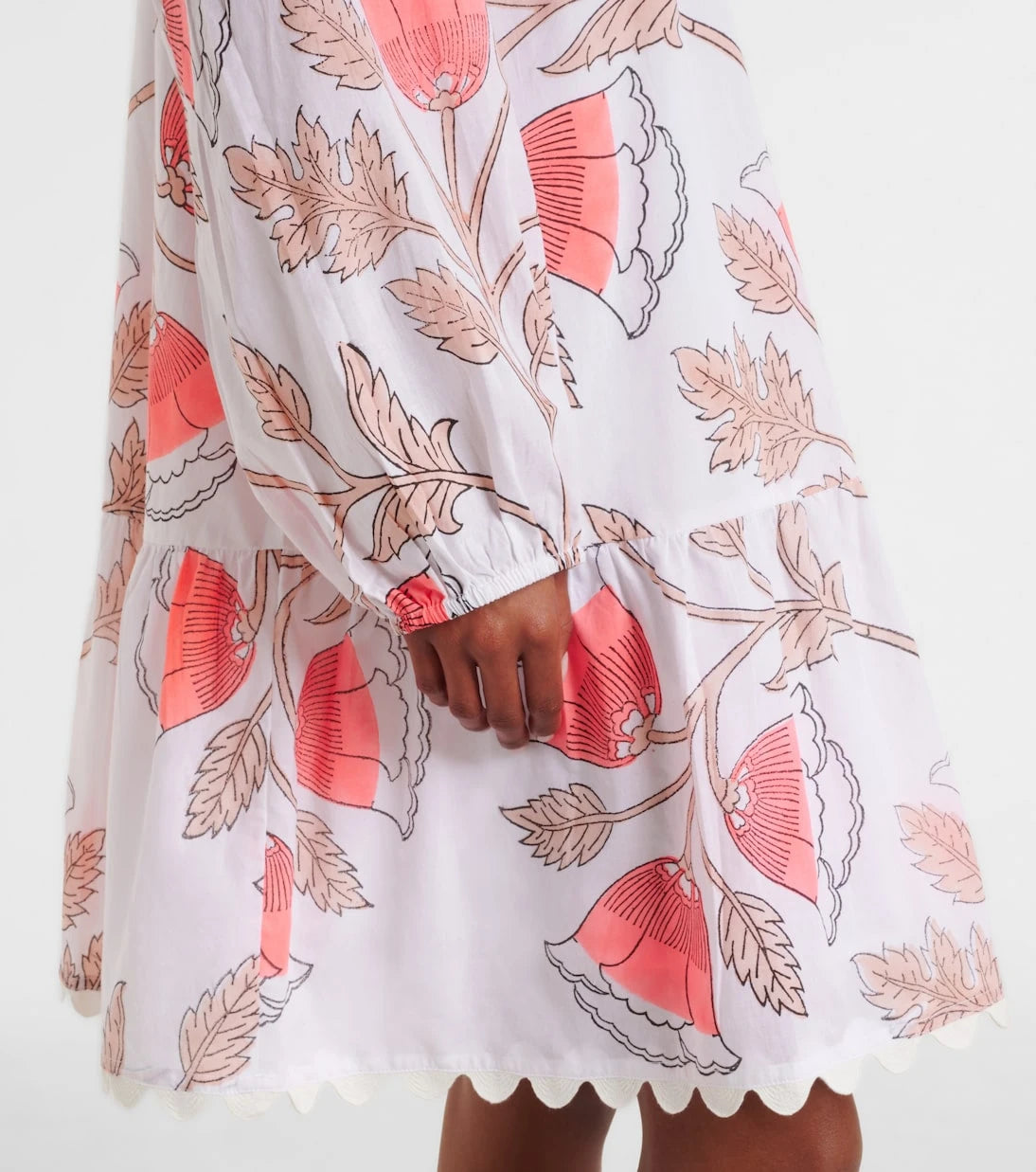 Juliet Dunn - Printed scalloped cotton minidress