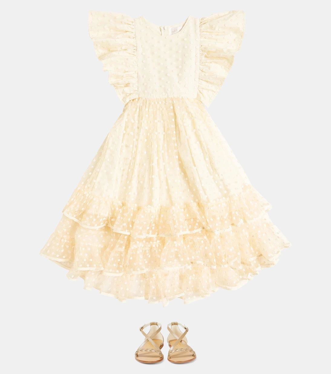 Petite Amalie - Embroidered ruffled tulle dress