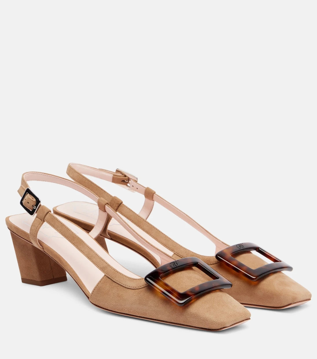 Roger Vivier - Belle Vivier 45 suede slingback pumps
